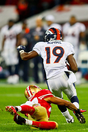 Denver Broncos vs. San Francisco 49ers im Wembley Stadion, London am 31. Oktober 2010