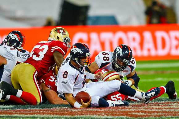 Denver Broncos vs. San Francisco 49ers im Wembley Stadion, London am 31. Oktober 2010